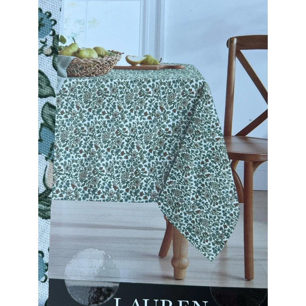 Ralph Lauren Tablecloth Off White Floral 100% Cotton 70